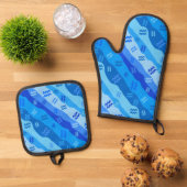 Aquarius Zodiac-symbool Ovenwant & Pannenlap Set (Top down)