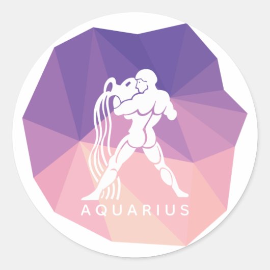 Aquarius zodiac teken 3d sticker. ronde sticker (Voorkant)