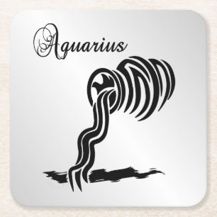 Aquarius Zodiac-teken en -symbool Kartonnen Onderzetters