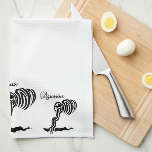 Aquarius Zodiac-teken en -symbool Theedoek (Quarter Fold)