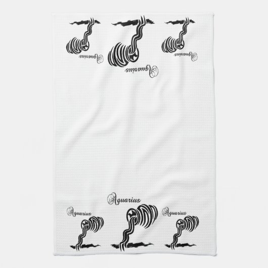 Aquarius Zodiac-teken en -symbool Theedoek (Verticaal)