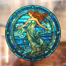 Aquarius Zodiac Teken Faux Glas in lood Venster
