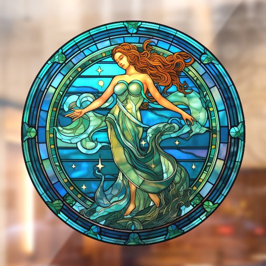 Aquarius Zodiac Teken Faux Glas in lood Venster Raamsticker (Vel 2)