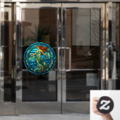 Aquarius Zodiac Teken Faux Glas in lood Venster Raamsticker (Kantoordeur)