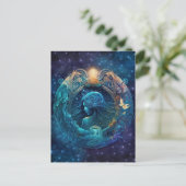 Aquarius Zodiac Teken Waterverf Ontwerp Briefkaart (Staand voorkant)