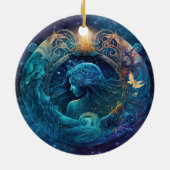 Aquarius Zodiac Teken Waterverf Ontwerp Keramisch Ornament (Achterkant)