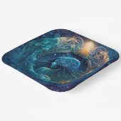 Aquarius Zodiac Teken Waterverf Ontwerp Papieren Bordje (Gebogen)