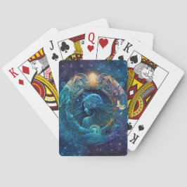 Aquarius Zodiac Teken Waterverf Ontwerp Pokerkaarten