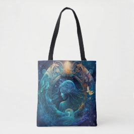 Aquarius Zodiac Teken Waterverf Ontwerp Tote Bag