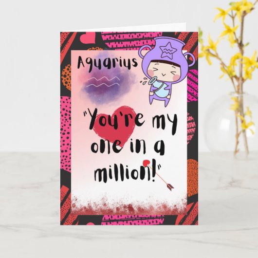 Aquarius Zodiac Valentijnse Kaarten (Gele Bloem)