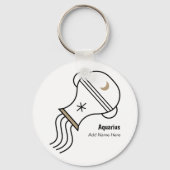 Aquarius zodiac verjaardag zwart goud sleutelhanger (Voorkant)