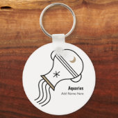 Aquarius zodiac verjaardag zwart goud sleutelhanger (Voorkant)