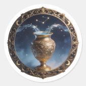 Aquarius Zodiac Water Bearer Ronde Sticker (Voorkant)
