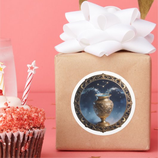 Aquarius Zodiac Water Bearer Ronde Sticker (Feest)