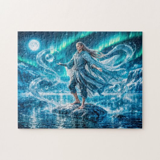 Aquarius Zodiac with Moonlit Water Mage and Celest Legpuzzel (Horizontaal)
