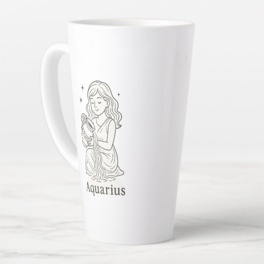 Aquarius Zodiac Woman Latte Mok (Linkerhoek)