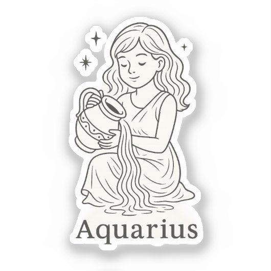Aquarius Zodiac Woman Sticker (Voorkant)