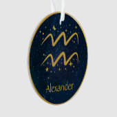 Aquarius zodiasymbool gouden sterren gepersonalise ornament (voorkant)