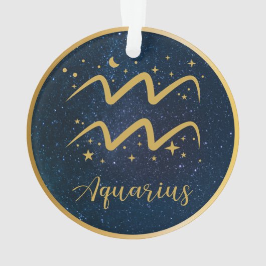 Aquarius zodiasymbool gouden sterren gepersonalise ornament (achterkant)