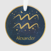 Aquarius zodiasymbool gouden sterren gepersonalise ornament (voorkant)