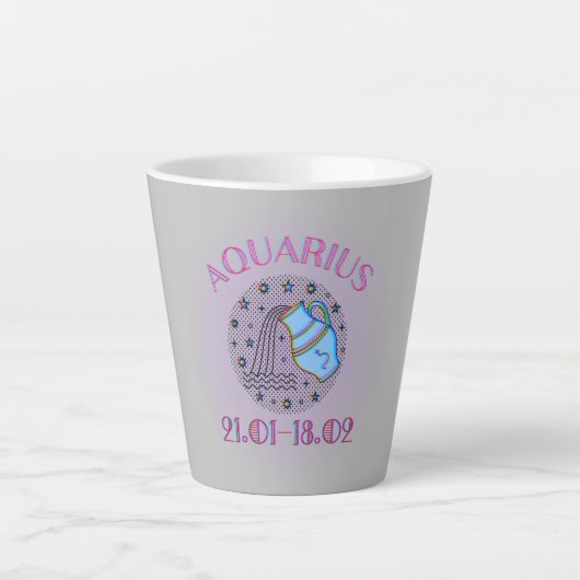 Aquarius, zodiazoolbord latte mok (Voorkant)