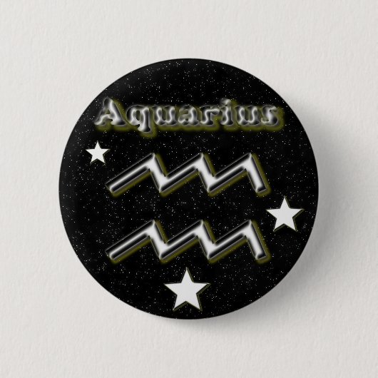 Aquariussymbool Ronde Button 5,7 Cm (Voorkant)