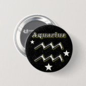 Aquariussymbool Ronde Button 5,7 Cm (Voorkant /achterkant)