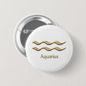 Aquariussymbool Ronde Button 5,7 Cm (Voorkant /achterkant)