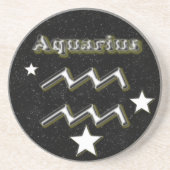 Aquariussymbool Zandsteen Onderzetter (Voorkant)