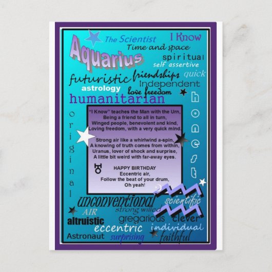 AQUARIUSVERJAARDAG BRIEFKAART (Voorkant)