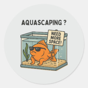 Aquascaping Grappige Vissen – Aquarium Humor Ronde Sticker