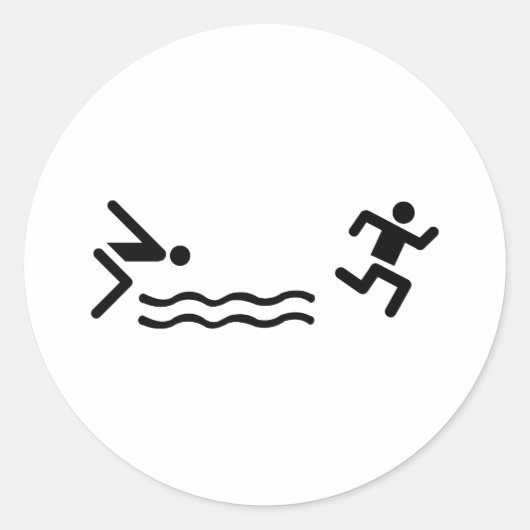 Aquathlon zwart icoon ronde sticker (Voorkant)
