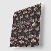 Aquatic animals pattern | ocean underwater life 12 vierkante klok (Hoek)