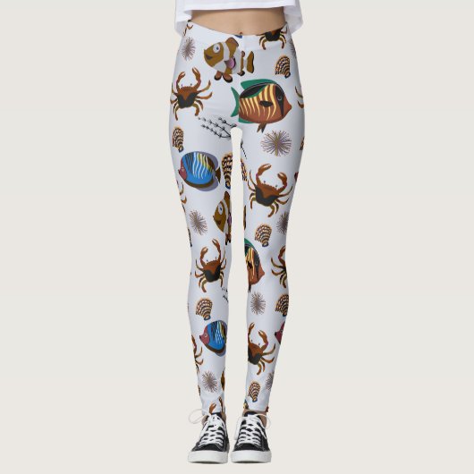 Aquatic animals pattern | ocean underwater life 14 leggings (Voorkant)