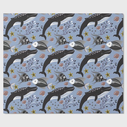 Aquatic animals pattern | ocean underwater life 19 cadeaupapier (Vlak)