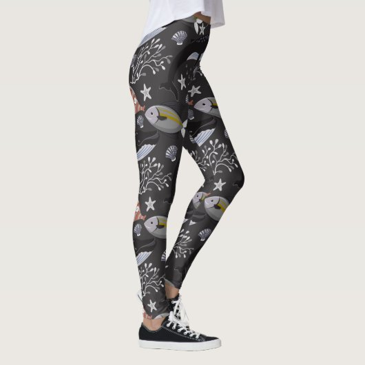 Aquatic animals pattern | ocean underwater life 20 leggings (Rechts)