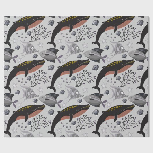 Aquatic animals pattern | ocean underwater life 22 cadeaupapier (Vlak)