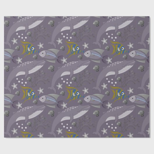 Aquatic animals pattern | ocean underwater life 24 cadeaupapier (Vlak)