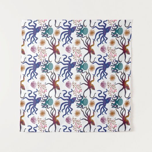 Aquatic animals pattern | ocean underwater life 27 wandkleed (Voorkant (horizontaal))