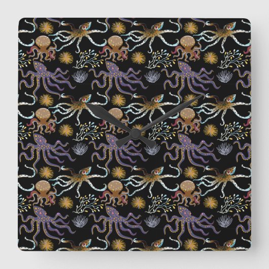 Aquatic animals pattern | ocean underwater life 29 vierkante klok (Voorkant)