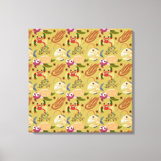 Aquatic animals pattern | ocean underwater life 31 canvas afdruk (Voorkant)