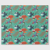 Aquatic animals pattern | ocean underwater life 33 cadeaupapier (Vlak)