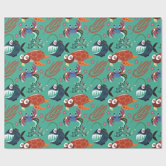 Aquatic animals pattern | ocean underwater life 33 cadeaupapier (Vlak)