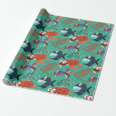 Aquatic animals pattern | ocean underwater life 33 cadeaupapier (Uitgerold)