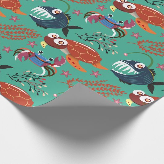 Aquatic animals pattern | ocean underwater life 33 cadeaupapier (Hoek)