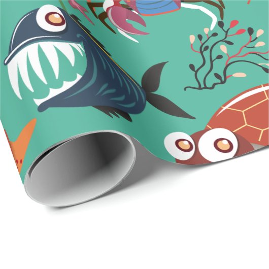 Aquatic animals pattern | ocean underwater life 33 cadeaupapier (Rol Hoek)