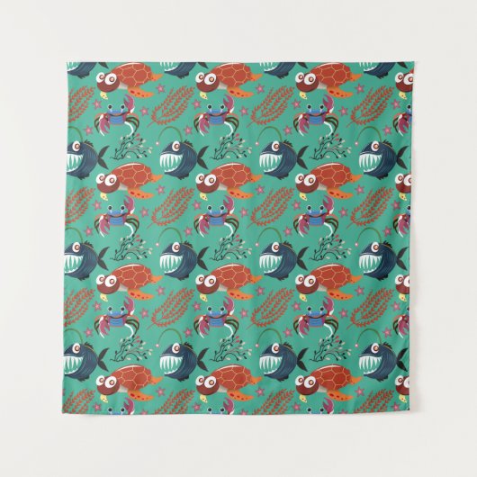 Aquatic animals pattern | ocean underwater life 33 wandkleed (Voorkant)