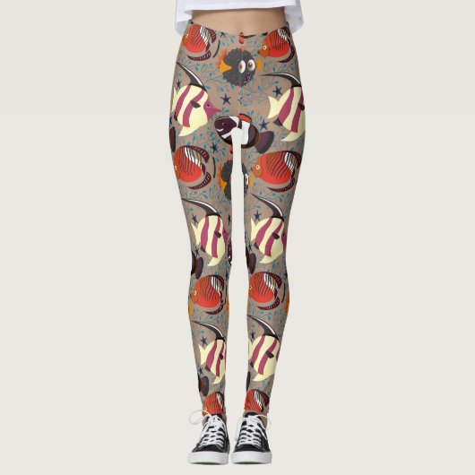 Aquatic animals pattern | ocean underwater life 41 leggings (Voorkant)