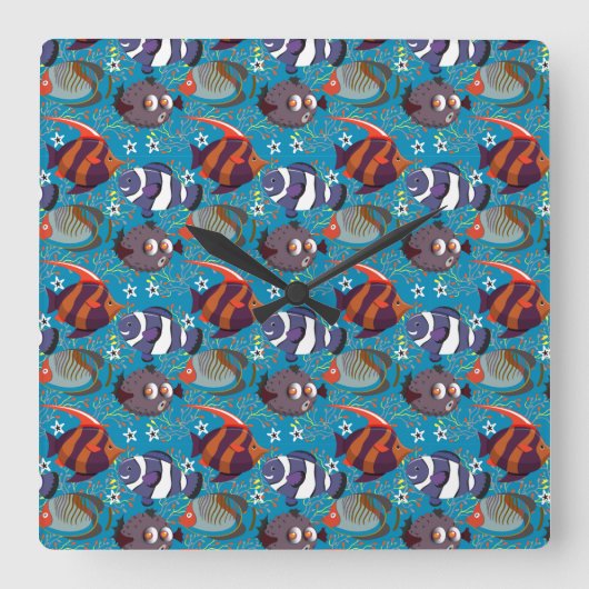 Aquatic animals pattern | ocean underwater life 45 vierkante klok (Voorkant)