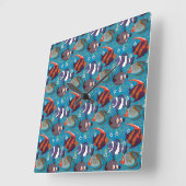 Aquatic animals pattern | ocean underwater life 45 vierkante klok (Hoek)